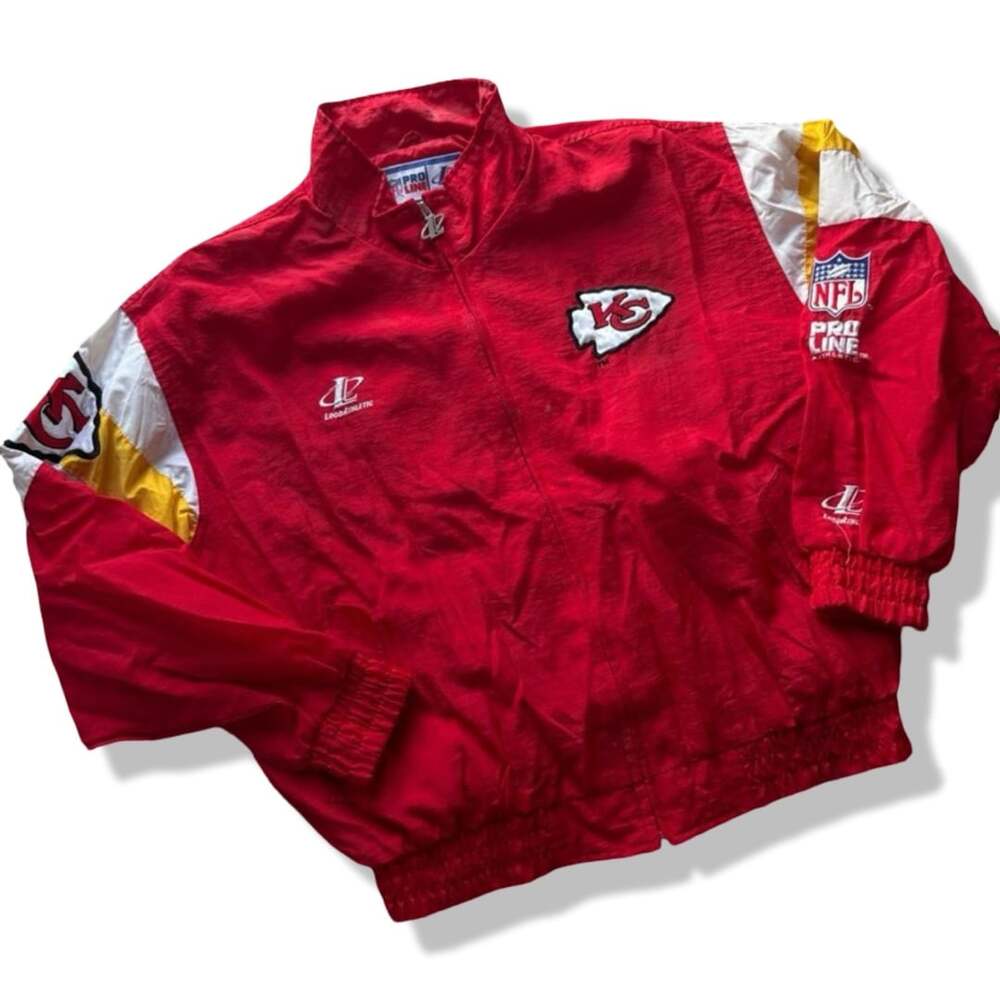 Vintage 90s Kansas City Chiefs Pro Line by Logo Athletic Full-Zip Windbreaker Ja